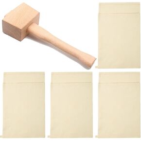 Lewis Bag, Ice Crushing Bag 4 Pcs, Reusable Lewis Bag And Ice Mallet for Home Kitchen Bar Party Ice Crushing(Lewis Bag 9.84"*12.59" x4, Ice Mallet 9.64"*3.14"*1.73" x1)