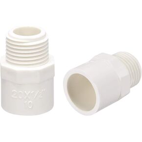 uxcell 20mm Slip X G1/2 Male Thread PVC Pipe Fitting Adapter Connector 10Pcs