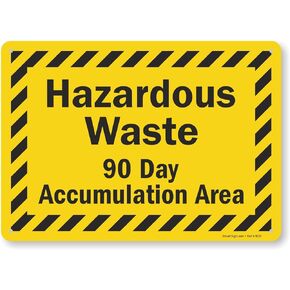 SmartSign 10 x 14 inch “Hazardous Waste - 90 Day Accumulation Area" Sign, Digitally Printed, 55 mil HDPE Plastic, Black and Yellow