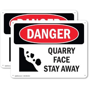 (2 Pack) Quarry Face Stay Away OSHA Danger Sign 14 Inch X 10 Inch Indoor/Outdoor Rust-Free Aluminum Metal Signs for Workplace, Workshop, and Construction Site, Made in the USA