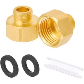 Brass G1/2 Female to G3/8 Male Reducer Adapter,Water pipe Fitting,Compression Fitting with Rubber Washer for Kitchen Bathroom Water Faucet 2pcs (FEMALE)