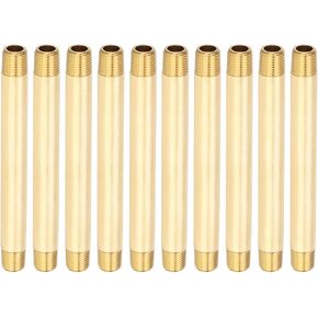 PATIKIL 1/4" x 1/4" NPT Male Brass Pipe Fitting Long Nipple, 5Pcs 5" Long Straight Pipe Fitting Connector Extender for Fuel, Air, Water, Oil, Gas System Connection, 1200PSI
