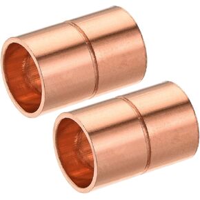 MECCANIXITY Copper Pipe Coupling 25mm Straight Connecting Adapter with Rolled Tube Stop C x C Solder Connection for Plumbing 2Pcs