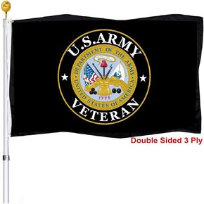 US Army Veteran Flags 3x5 Outdoor Double Sided- United States Army Emblem Vietnam Star Black Flags 3 Ply Heavy Duty Fade Resistant Banner for Outdoor Indoor Garage Wall
