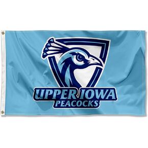 Upper Iowa Peacocks Wordmark Large Grommet Banner Flag