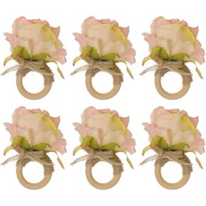 Flower Napkin Rings Floral Napkin Rings Champagne Rose Napkin Holder Pink Handicraft Flower Napkin Rings Wedding Table Decoration for Banquet Birthday Party Dining Room, Dinner Parties, Luncheons