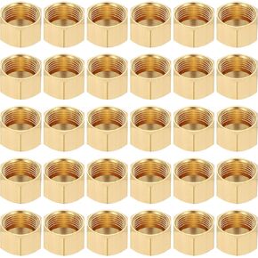 PATIKIL 1/4" Brass Compression Cap Stop Valve Cap, 60Pcs Hex Thread Pipe Fitting Tubing Ends Sealing Cap for Air Conditioner, Water, Air, Gas Line