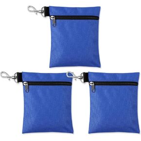 3pcs Golf Tee Bags, 6.69x5.51in Portable Golf Ball Pouch Zipper Golf Accessory Bag with Metal Lobster Claw Clip Golf Ball Storage Bag for Valuables & Golf Accessories