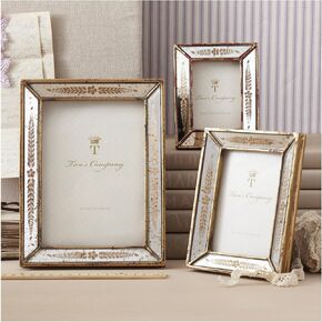 Two's Company Verona Set of 3 Gold Leaf Mirror Photo Frames