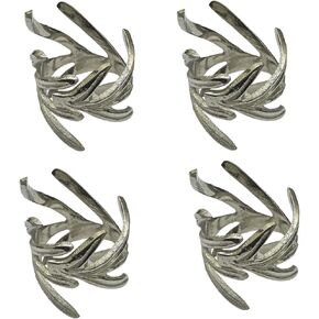 Napkin Rings Cast Metal Antique Silver Branch Napkin Rings Set of 4 Pcs Solid Brass Handmade Napkin Ring for Wedding Dinner Parties, Dining Room, Family Gathering and Special Occasion by Living Ideas in Kuwait