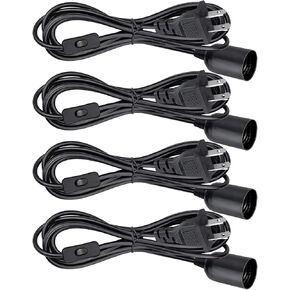 Hanging Light Socket with Cord - Extension Hanging Lantern Cord Cable - Lamp Cord with Switch E26/E27 Pendant Light Socket, 8.2Ft Light Bulb Cable, White, 4 Pack