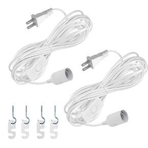 Hanging Light Socket with Cord - Extension Hanging Lantern Cord Cable - Lamp Cord with Switch E26/E27 Pendant Light Socket, 8.2Ft Light Bulb Cable, White, 4 Pack