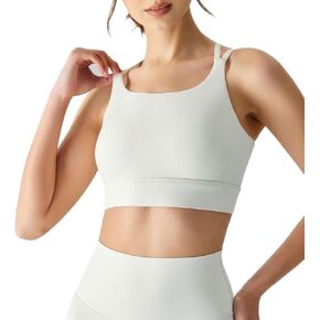 Thin Shoulder Strap Sports Bras for Women Yoga Bra Vest, Fixed Cup, Medium Strength Sports Underwear, Suspender,(Color:White,Size:M)