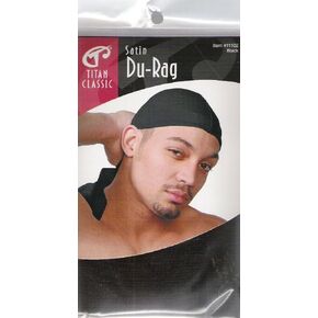 Titan Classic Satin Polyester Du Rag (Black)