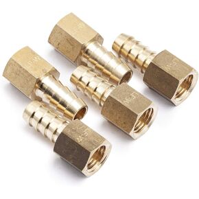 LTWFITTING No Lead Brass Fitting Coupler/Adapter 3/8" Hose Barb x 1/4" Female NPT Fuel Gas Water (Pack of 5)