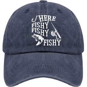 Fishing Here Fishy Fishy Fishy Hats Mesh Hat Navy Blue Womens Hats Gifts for Him Running Hat