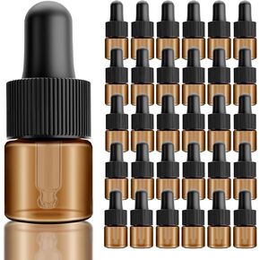 Oubest 30Pcs Mini Dropper Bottles 2ml Essential Oil Dropper Bottles with Dropper Leakproof Sample Dropper Bottles Amber Small Glass Dropper Bottles for Essential Oils Perfume Cosmetic Liquid