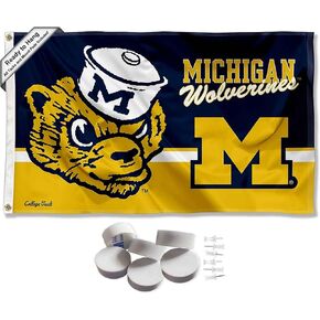 College Flags & Banners Co. Michigan Team University Wolverines Split Logo Banner and Tapestry Wall Tack Pads