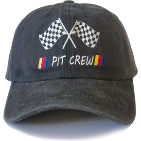Checkered Flags Racing Car Flag Baseball Caps Pit Crew Adjustable Denim Dad Hat Snapback
