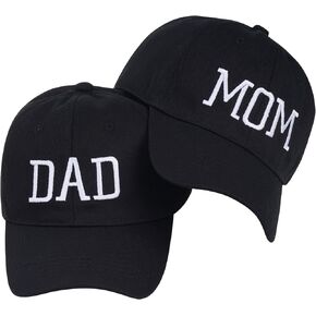 choyaxo Mom and Dad Hats Adjustable Embroidered Baseball Cap for Couples Parents Fathers Black
