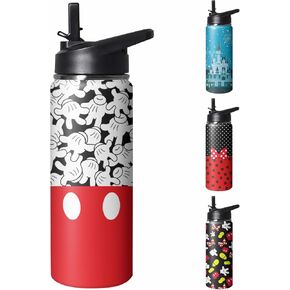 Cute Cartoon Mouse Tumbler with Top Handle and Straw Lid Gift for Boys Girls Water Bottle Travel Kettle Cup for Car Cold and Hot Stainless Steel Double Wall Insulated Mug (palm, 18OZ)