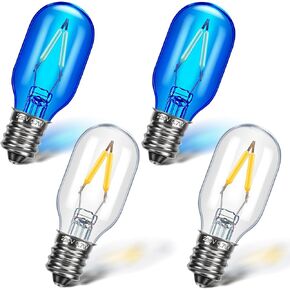 Replacement LED Bulbs Compatible with Conair Makeup Mirror, E12 Candelabra Base T20 Light Bulbs, 2W 120V Replacement Bulbs Compatible with Conair Lighted Makeup Mirror - 2 Clear 2 Blue