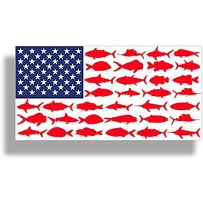 3 pieces SET | USA American Fish Flag Sticker - Patriotic Fishing | Hard Hat Sticker | Decal | Helmet Label Rude Funny