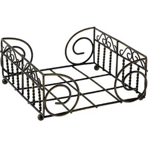 Boston International Caddy Metal Cocktail Holder, Holds 5" x 5" Napkins, Garden Gate- Antique Brass