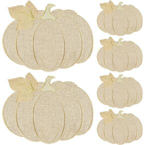 Fall Autumn Pumpkin Placemats Set of 6,Fall Table Decorations Indoor Thanksgiving Farmhouse Harvest Pumpkins Table Round Placemats for Party Kitchen Dinning