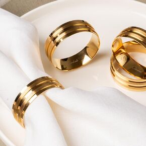 CLOCHEL Napkin Rings Stainless Steel Serviette Buckles Set of 4 Adornment for Elegant Dining,Table Decorations, Banquet, Wedding, Bachelorette, Casual, Engagement, Reception & Everyday Party CSKY-6