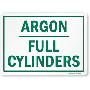 SmartSign 10 x 14 inch “Full Argon Cylinders - Ready For Use" Sign, Digitally Printed, 55 mil HDPE Plastic, Green and White