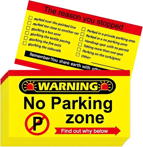 300 قطعة من بطاقات وقوف السيارات السيئة، بطاقات منطقة عدم ركن السيارات، بطاقات وقوف السيارات السيئة مقاس 3.5 × 2 بوصة مع أسباب مخالفة متعددة in Kuwait