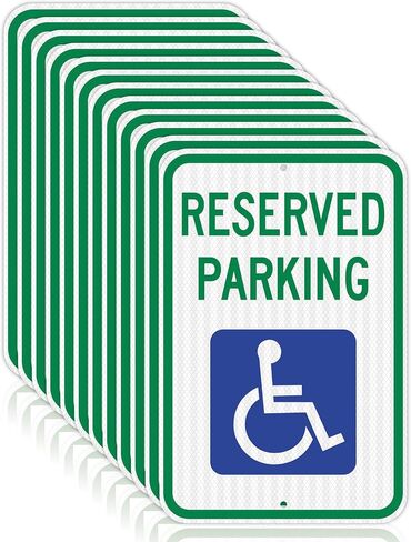 OLANZU Handicap Parking Sign - Pack of 12 - Handicap sign - 12" x 18" Engineer Grade - Handicapped Parking Sign - 0.06 Inch Aluminum - UV Protected & Weather Resistant - Reserved Parking Sign in Saudi Arabia