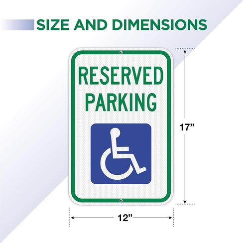 OLANZU Handicap Parking Sign - Pack of 12 - Handicap sign - 12" x 18" Engineer Grade - Handicapped Parking Sign - 0.06 Inch Aluminum - UV Protected & Weather Resistant - Reserved Parking Sign in Saudi Arabia