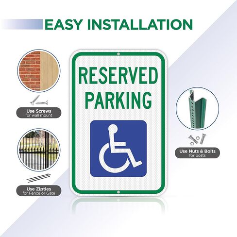 OLANZU Handicap Parking Sign - Pack of 12 - Handicap sign - 12" x 18" Engineer Grade - Handicapped Parking Sign - 0.06 Inch Aluminum - UV Protected & Weather Resistant - Reserved Parking Sign in Saudi Arabia