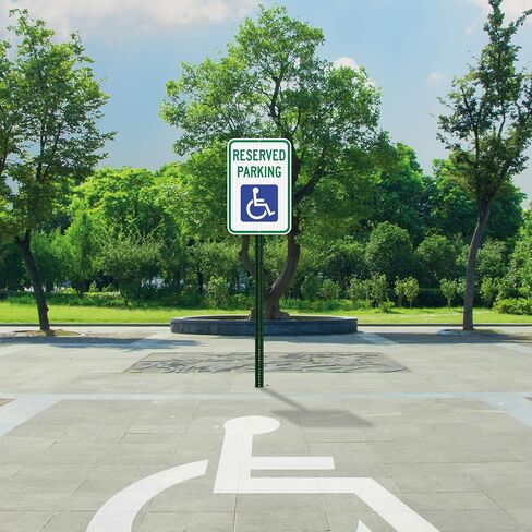 OLANZU Handicap Parking Sign - Pack of 12 - Handicap sign - 12" x 18" Engineer Grade - Handicapped Parking Sign - 0.06 Inch Aluminum - UV Protected & Weather Resistant - Reserved Parking Sign in Saudi Arabia