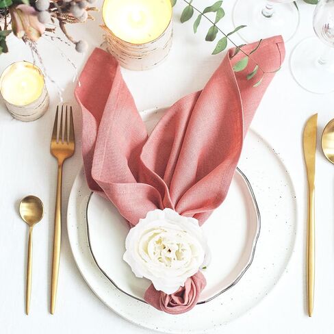 Pearl Napkin Rings Set of 12 Pink Flower Napkin Rings Rose Pearl Napkins Holders Rustic Dinner Table Rings for Wedding Party Banquet Birthday Table Decor, 1.9 x 4.1 in in Saudi Arabia