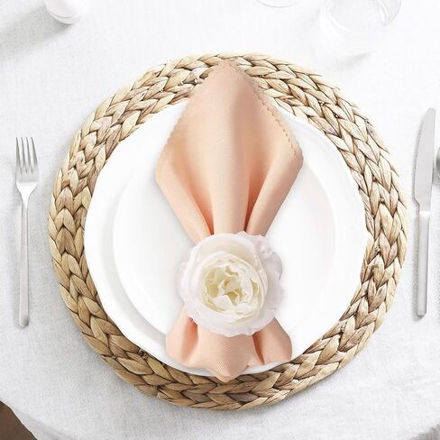 Pearl Napkin Rings Set of 12 Pink Flower Napkin Rings Rose Pearl Napkins Holders Rustic Dinner Table Rings for Wedding Party Banquet Birthday Table Decor, 1.9 x 4.1 in in Saudi Arabia