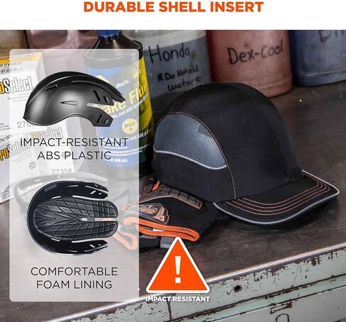 Ergodyne Safety Bump Cap, Baseball Hat Style, Comfortable Head Protection, Long Brim, Skullerz 8950, Navy Blue, Long in Kuwait