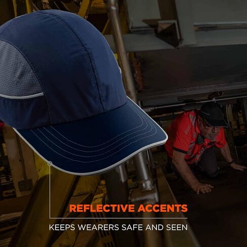 Ergodyne Safety Bump Cap, Baseball Hat Style, Comfortable Head Protection, Long Brim, Skullerz 8950, Navy Blue, Long in Kuwait