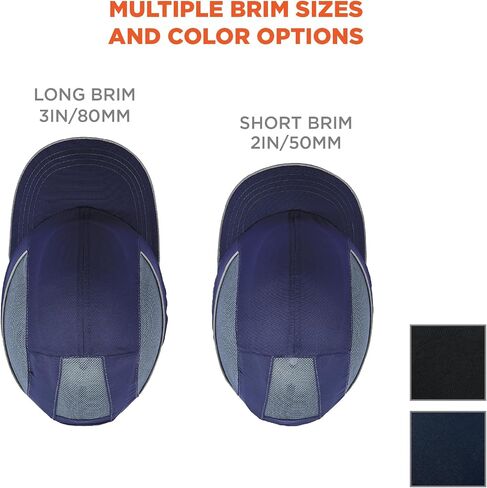 Ergodyne Safety Bump Cap, Baseball Hat Style, Comfortable Head Protection, Long Brim, Skullerz 8950, Navy Blue, Long in Kuwait