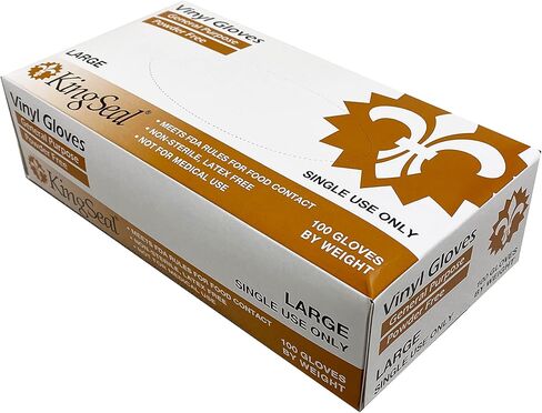 KingSeal LARGE Vinyl General Purpose Disposable Gloves, Powder-Free, 4 mil, Clear - 4 boxes of 100 Gloves by Weight (400 Count) in Kuwait