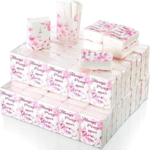Funeral Pocket Tissues Travel Packs Paper Facial Tissues Bulk Mini Tissues Packs Small Pack of Tissues with Sayings, Always Pray and Never Give up for Funeral Favors (100 Pack) in Saudi Arabia