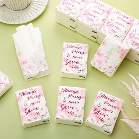 Funeral Pocket Tissues Travel Packs Paper Facial Tissues Bulk Mini Tissues Packs Small Pack of Tissues with Sayings, Always Pray and Never Give up for Funeral Favors (100 Pack) in Saudi Arabia