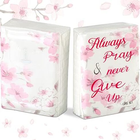 Funeral Pocket Tissues Travel Packs Paper Facial Tissues Bulk Mini Tissues Packs Small Pack of Tissues with Sayings, Always Pray and Never Give up for Funeral Favors (100 Pack) in Saudi Arabia