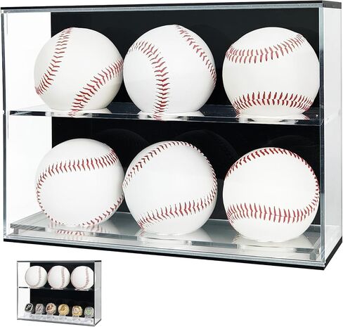 Acrylic Baseball Display Case, Baseball Wall Holder, Clear Baseball Ring Display Case, Baseball Display Cases for Balls, Ring,Swap Insert for Dual Function,Baseball Gifts for Boys 8-12 in Kuwait