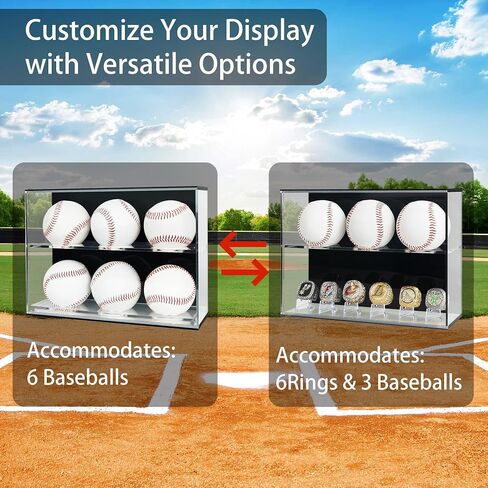 Acrylic Baseball Display Case, Baseball Wall Holder, Clear Baseball Ring Display Case, Baseball Display Cases for Balls, Ring,Swap Insert for Dual Function,Baseball Gifts for Boys 8-12 in Kuwait