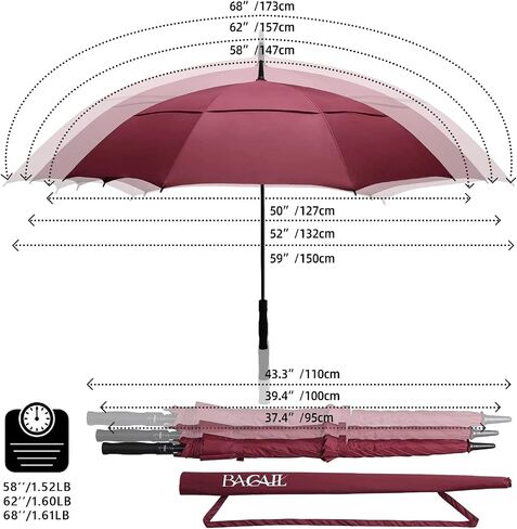BAGAIL Golf Umbrella Large Oversize Double Canopy Vented Automatic Open Stick Umbrellas for Men and Women in Saudi Arabia