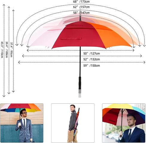 BAGAIL Golf Umbrella Large Oversize Double Canopy Vented Automatic Open Stick Umbrellas for Men and Women in Saudi Arabia