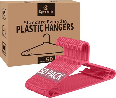 Black Plastic Hangers 50 Pack, Light Weight Durable Clothes Hangers G-Shape Standard Size Non-Slip Coat Hanger Adult Clothes Hangers for Laundry & Everyday Use -Slim & Space Saving in Saudi Arabia